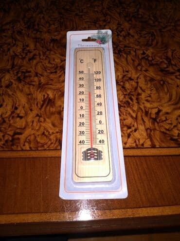 kulək olcən cihaz: Taxta divar termometri - Ölçü vahidləri: Selsi (°C) və Farenhayt (°F) — 3