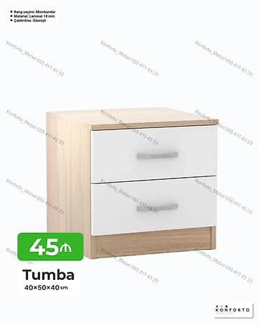 Tumba – 40×50×40 sm - İki çekmecəli kompakt dizayn - Korpus: açıq