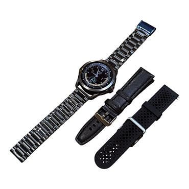 Metal korpuslu smart saat + 2 ədəd əlavə qayış dəsti - Dairəvi