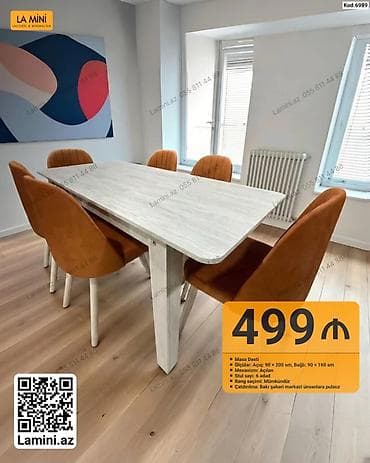 kohnə stul: Masa Dəsti – KOD: 6989 - Model: Açılan mexanizmlə masa və 6 ədəd stul — 1