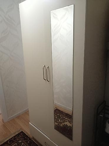 İşlənmiş, 2 qapılı, Güzgülü, Ağ, Digər material, Açılan, Düz dolab