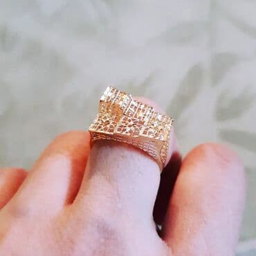 qaş sabitləyici: Üzük, Sarı qızıl, 585 Əyar, Qaşsız — 5