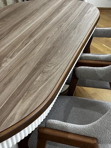 tek stollar: Qonaq otağı üçün, Yeni, Açılmayan, Oval masa, 8 stul — 4