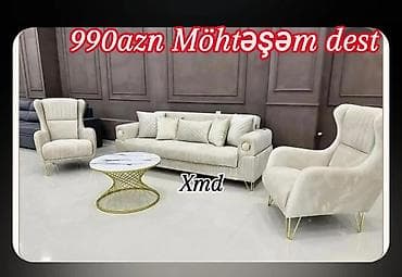 divan kreslo ucuz: Möhtəşəm oturma dəsti – 990 AZN - Tərkib: 1 ədəd 3 nəfərlik divan, 2 — 1