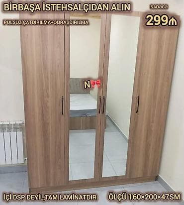 Satılır: *birbaşa istehsalçıdan 4 qapılı dolab* Qeyd:Yenidir, *Hazır