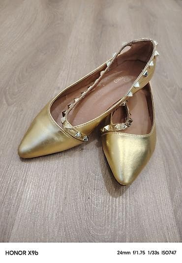 Сапоги: Балетки, Размер: 37, цвет - Золотой, Б/у — 1