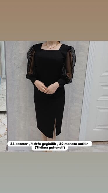 Qadın geyimləri – müxtəlif modellər və ölçülər 1) Qara midi don -