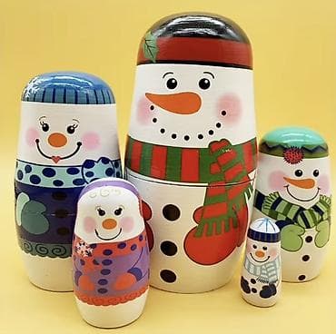 qar adamı şəkilləri: Məhsul: Qardan adam temalı taxta matryoşka dəsti Təsvir: - 5 ədəd — 6