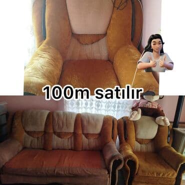 İşlənmiş, Klassik divan, 2 kreslo, Bazasız, Açılan