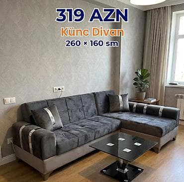 divan kafe: Künc Divan – 260 × 160 sm - Modellər: boz, açıq bej, qırmızı və digər — 6
