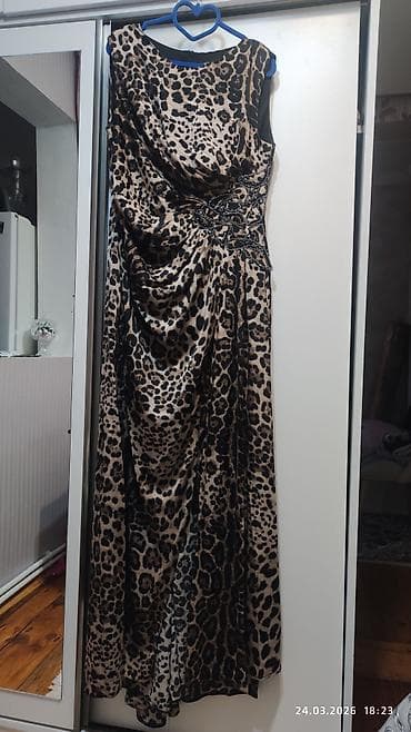 toy dekoru: Leopar naxışlı uzun ziyafət donu - Üslub: klassik, dökümlü siluet — 1