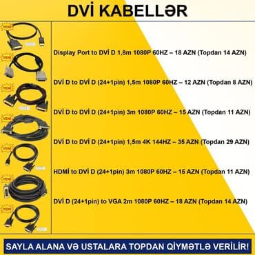 vga hdmi: DVİ Kabellər SAYLA ALANA VƏ USTALARA TOPDAN QİYMƏTLƏ VERİLİR! ⭐Display — 2