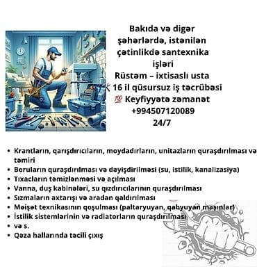 Santexnik xidməti – ixtisaslı usta Rüstəm - Bakı və digər şəhərlərdə