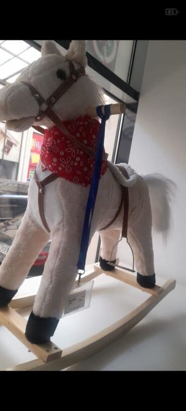 Uşaq üçün yelləncək at oyuncağı - Yumşaq plyuş materialdan