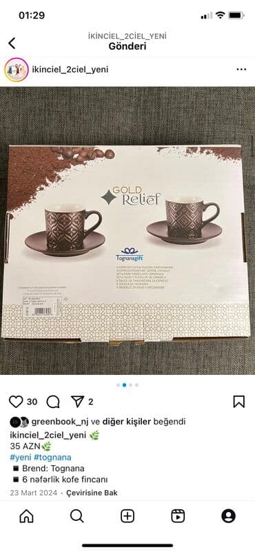 italiya qab: Qəhvə dəsti, rəng - Qəhvəyi, Keramika, Tognana, 6 nəfərlik, İtaliya — 2