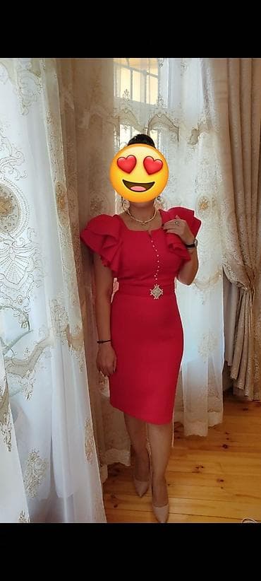 esker formasi: Qadın geyimi – qırmızı kokteyl/ziyafət donu - Rəng: parlaq qırmızı - — 1