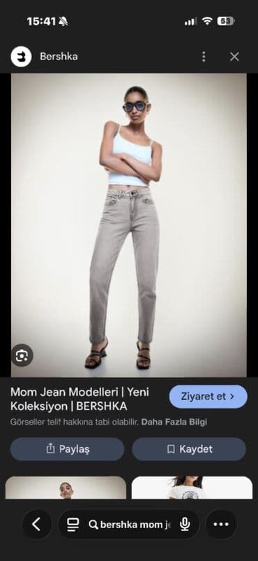 baggy şalvar qız: Cinslər, Bershka, S, rəng - Boz — 1