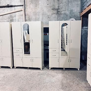 3 qapılı, Güzgülü, Ağ, Açılan, Düz dolab