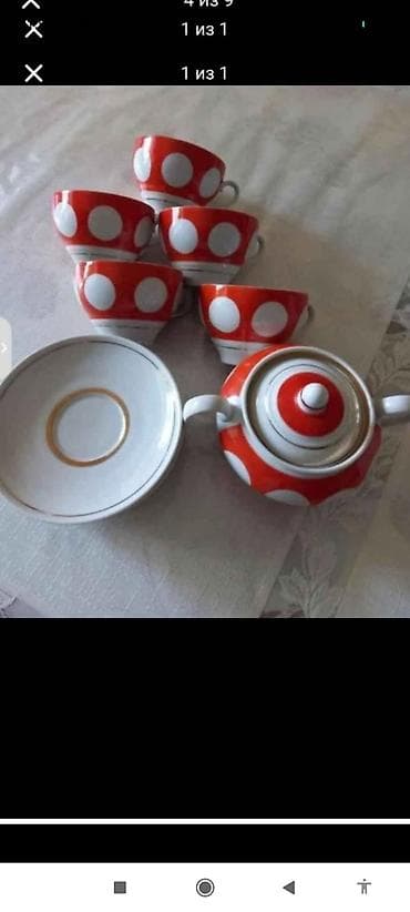 perde 2: Çay dəsti, rəng - Göy, Farfor — 3