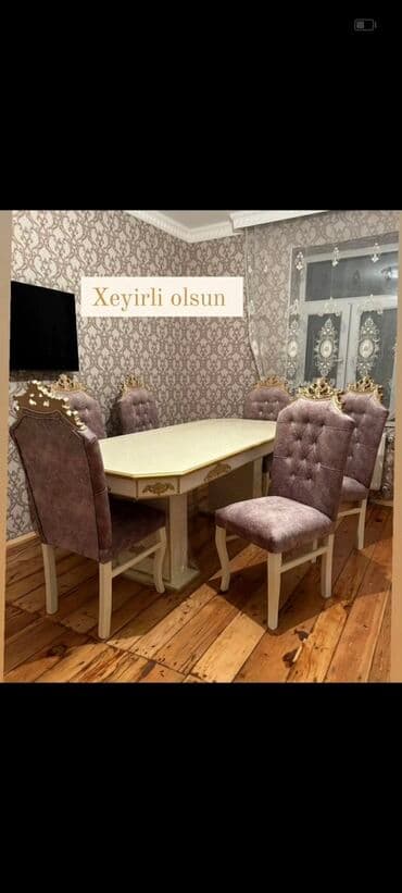 ders masaları: Qonaq otağı üçün, Yeni, Açılmayan, Dördbucaq masa, 6 stul — 11