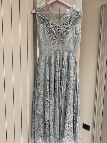 dress: 1 defe geyilib Gümüşü-boz rəngdə zərif ziyafət/libas - Üst hissə — 5