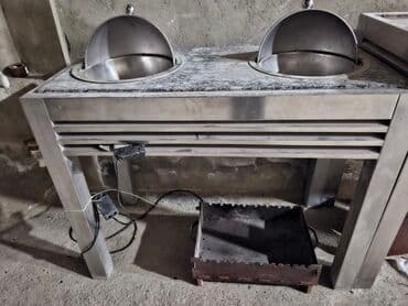 стол для кормления: Paslanmayan metaldan hazırlanmış, mərmər səthli yemək paylama stolu — 6