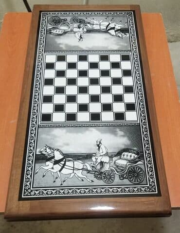 saski: Nərd taxta Köhnə Bakı və YeniBakı rəsmli 🔱Nərdlər 🪵 🔹️Laklı🖌 — 4