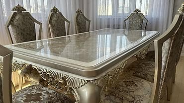 islənmis lyust: Qonaq otağı üçün, İşlənmiş, Açılmayan, Dördbucaq masa, 8 stul — 3