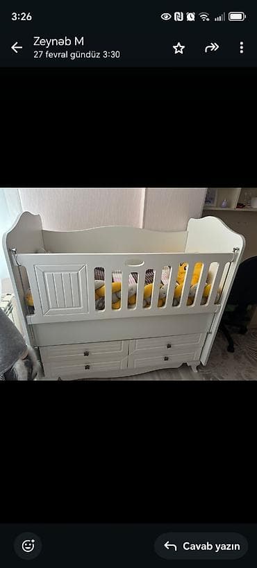 Oğlan və qız üçün, Dördbucaq, Beşik, Dəst ilə, Matras ilə, Yellənmə mexanizm ilə — 1