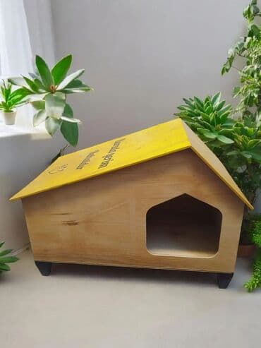 купить домик для кота: Taxta pişik evi – “Burada yerim rahatdır” yazılı - Material — 14