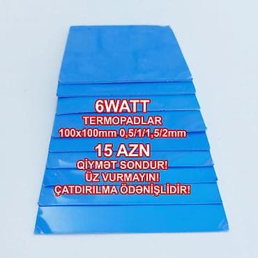 6Watt Termopadlar – 6 WATT 100x100mm 0,5/1/1,5/2mm qalınlıq – 15 AZN