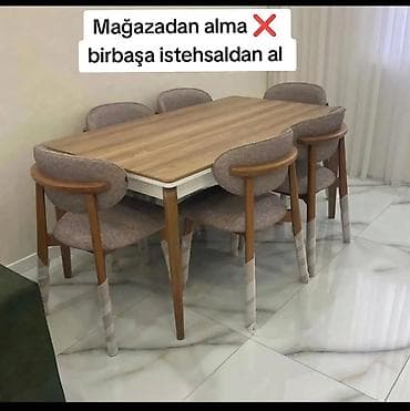 Mətbəx/yaşam otağı üçün masa-stul dəsti - Komplekt: 1 ədəd düzbucaqlı