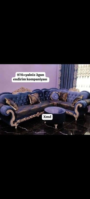 угловые диваны в баку: Угловой диван, Раскладной, Ткань — 23