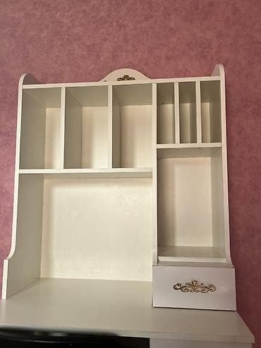 stul stol: Düz masa, Stul ilə, Polkalı, Siyirməli, MDF — 1