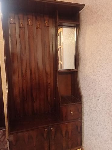 ütü masası şkaflı: Qonaq/dəhliz üçün çoxfunksiyalı asılqan-modul - Material: tünd qoz — 8