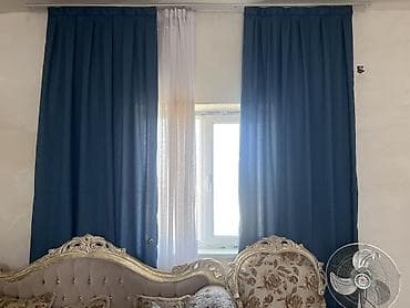 Ev üçün dekor: Qara-mavi qalın pərdələr və ağ tül dəsti baha giymete almisig.bu ilin — 9