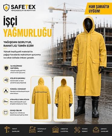 Üst geyimləri: Safetex işçi yağmurluğu Su keçirməz, rahat və etibarlı qorunma üçün — 4