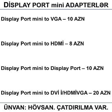 Masaüstü kompüterlər və komponentlər: Adapterlər/Konverterlər (Çeviricilər) 📍Ünvan: Bakı şəh, Suraxanı ray — 6