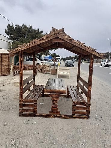 bag stullari: Məhsul: Taxta kölgəlikli bağ dəsti (qazelka) Təsvir: - Tamamilə — 1