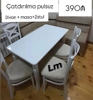 metbex ucun divanlar: 💫 Mətbəx dəsti Qiymət : 390₼ Divan:1.20x1.70 Masa: 70x1.20 +2stul📌 — 4