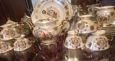 Çay dəsti, rəng - Qızılı, Kobalt, Madonna, 6 nəfərlik, Çexiya