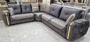 Kreslolar: Künc divan, Açılmayan, Vеlur parça — 1