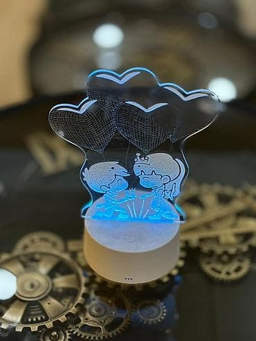 LED akril masa lampası – romantik dizayn - 3D effektli akril panel