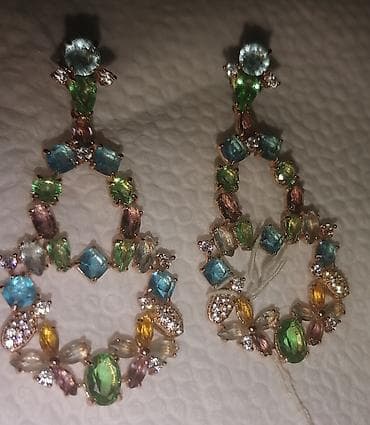 van cleef sırğa: Gümüş 925 pr təbii Rəngarəng daşlı sallantılı sırğalar - Dizayn — 1