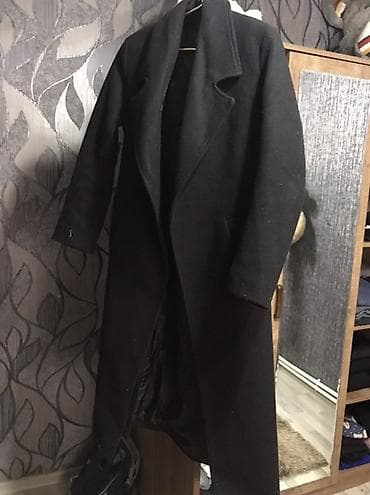 Qara uzun palto - Kişi/kadın üçün klassik uzun qara palto -