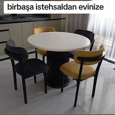 stul bar: Mətbəx üçün, Yeni, Açılmayan, Yumru masa, 4 stul — 1