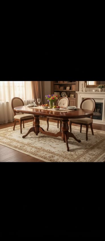 Qonaq masası, İşlənmiş, Qatlanan, Taxta, Oval masa