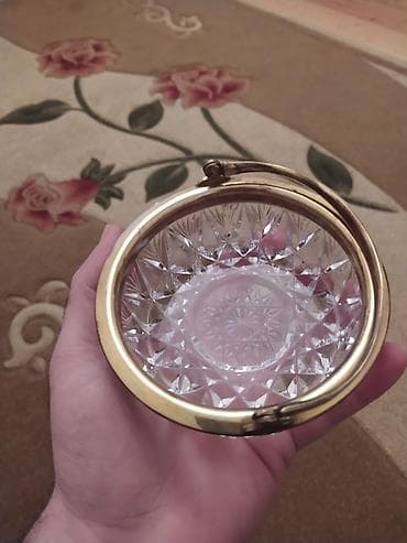 konfet: Kəsilmiş kristal qab – gümüş işləməli halqa və qızılı tutacaqlı - — 3