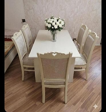 Masa desti satilir. 6 stul daxil. *Qiymeti 270 Azn.* Unvan