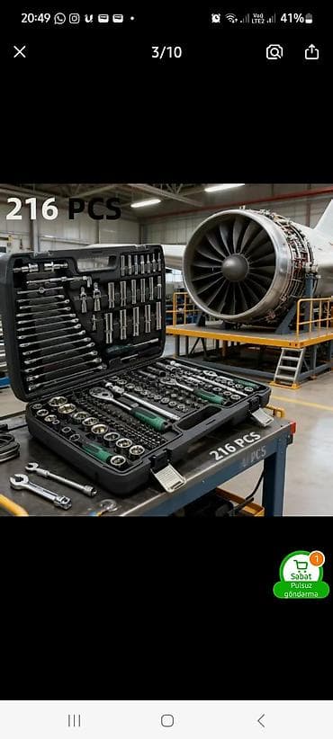 216 parçalı peşəkar alət dəsti - Yığcam, möhkəm plastik çamadanın